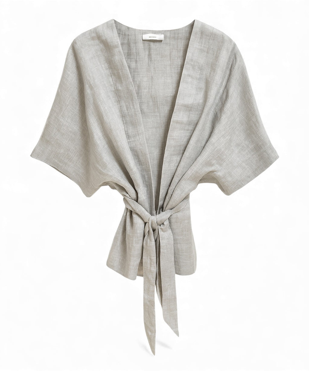 Kimono en lin cangiante avec nœud frontal