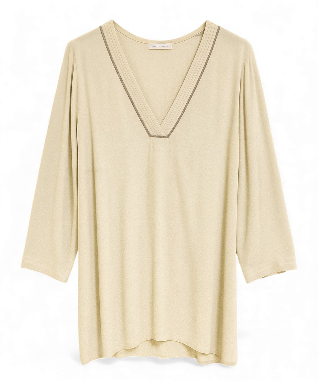 Blusa con Scollo a V Decorato Strass