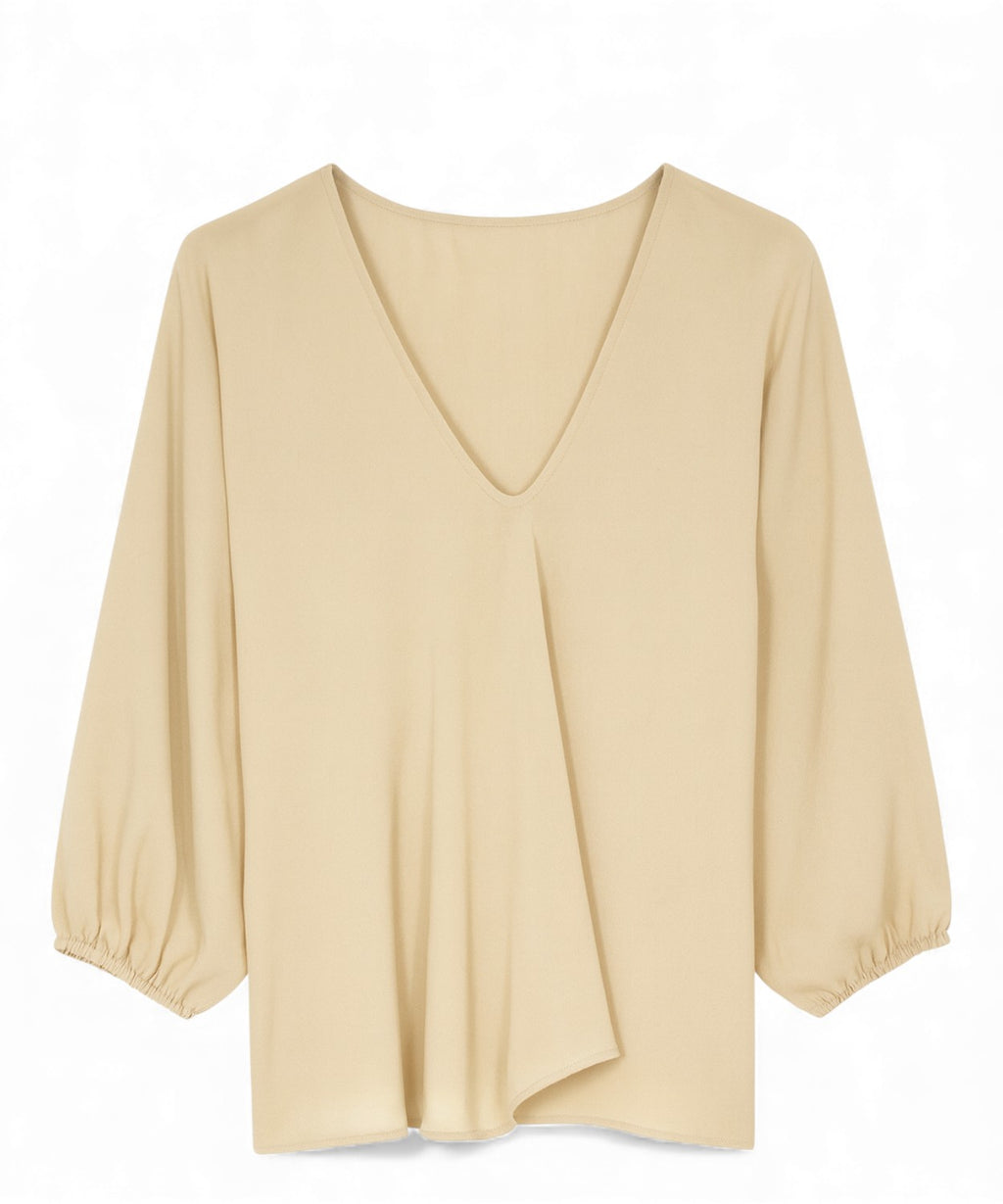 Blusa con Maniche Palloncino e Scollo a V