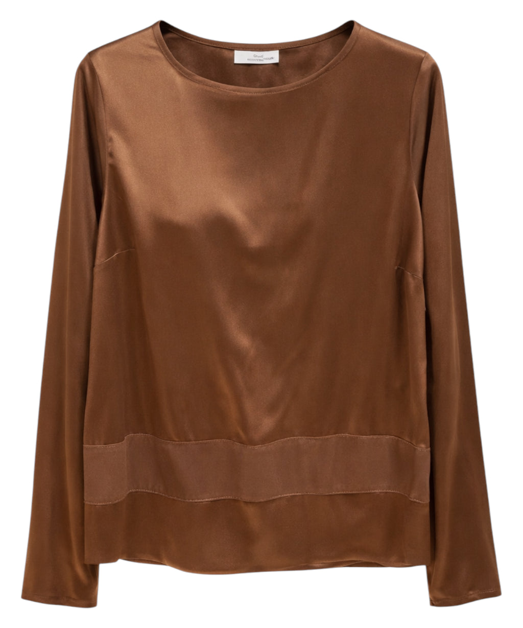Blusa in Satin Elegante con Fascia di Blubianco