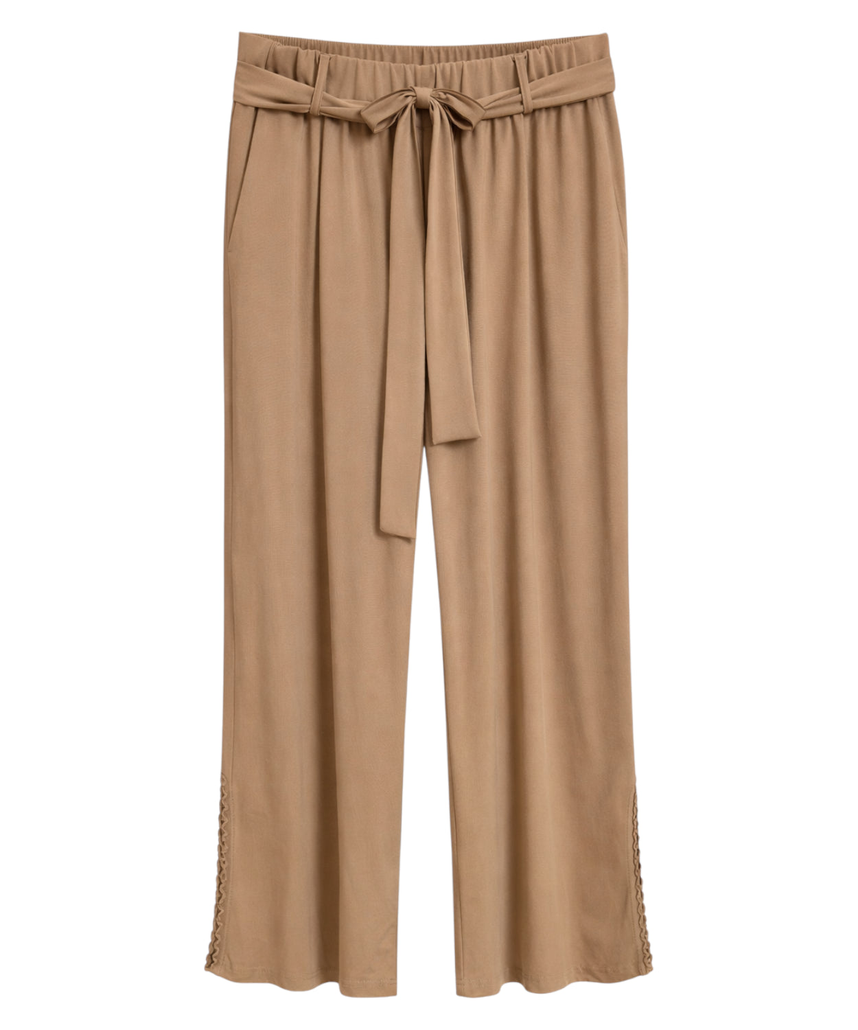 Pantalone Tricot Chic gamba larga con cintura