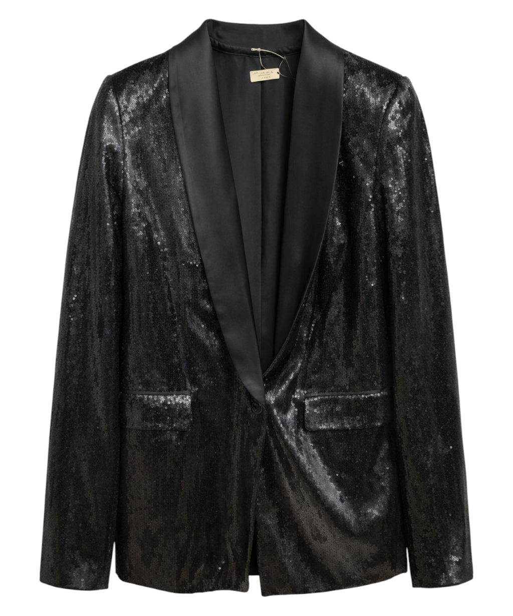 Blazer lamé Liu Jo élégant avec revers en satin