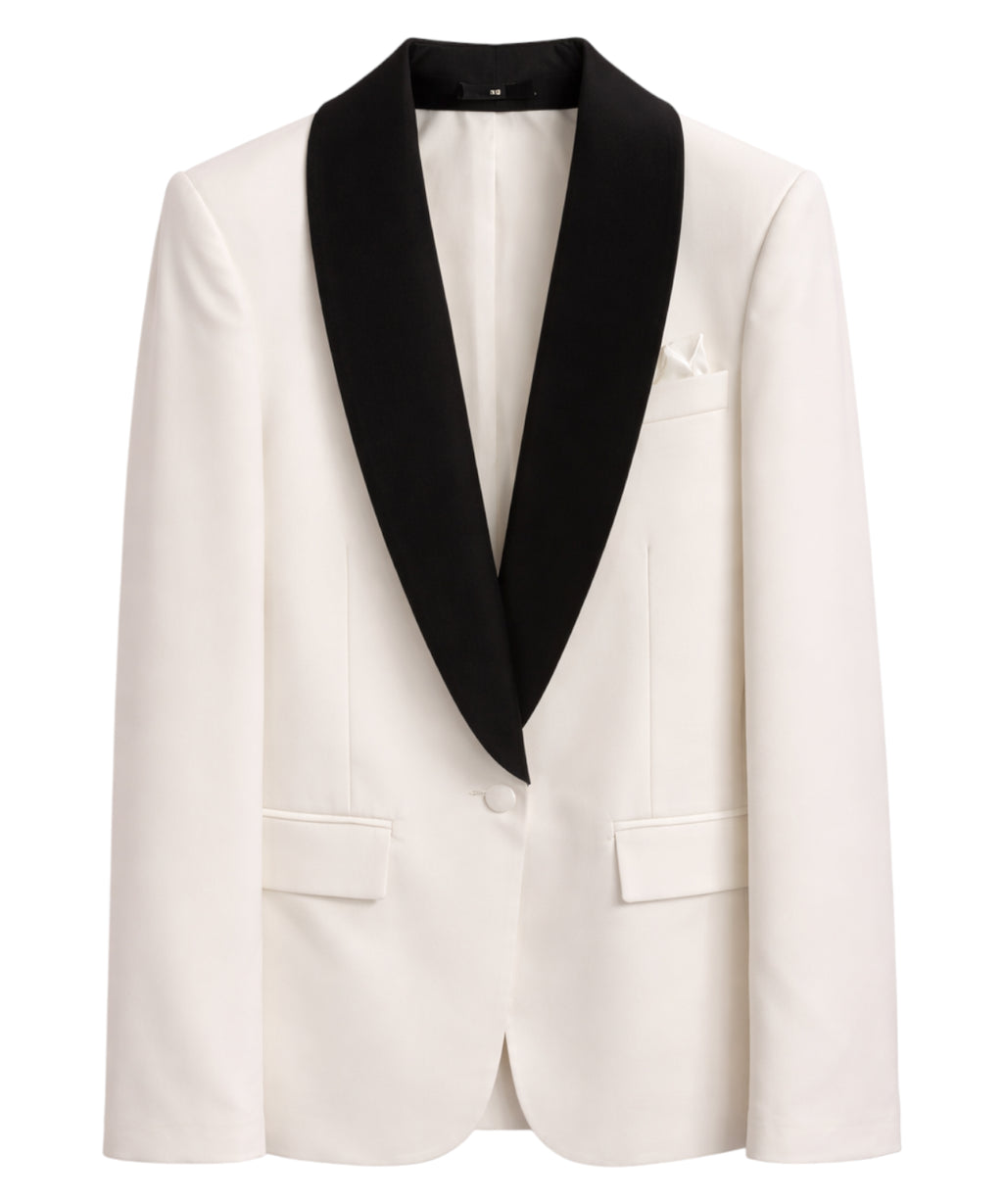 Blazer smoking blanc avec revers noirs Revise