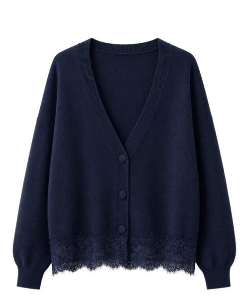 Cardigan Dotty Cashmere Scollo a V con Pizzo