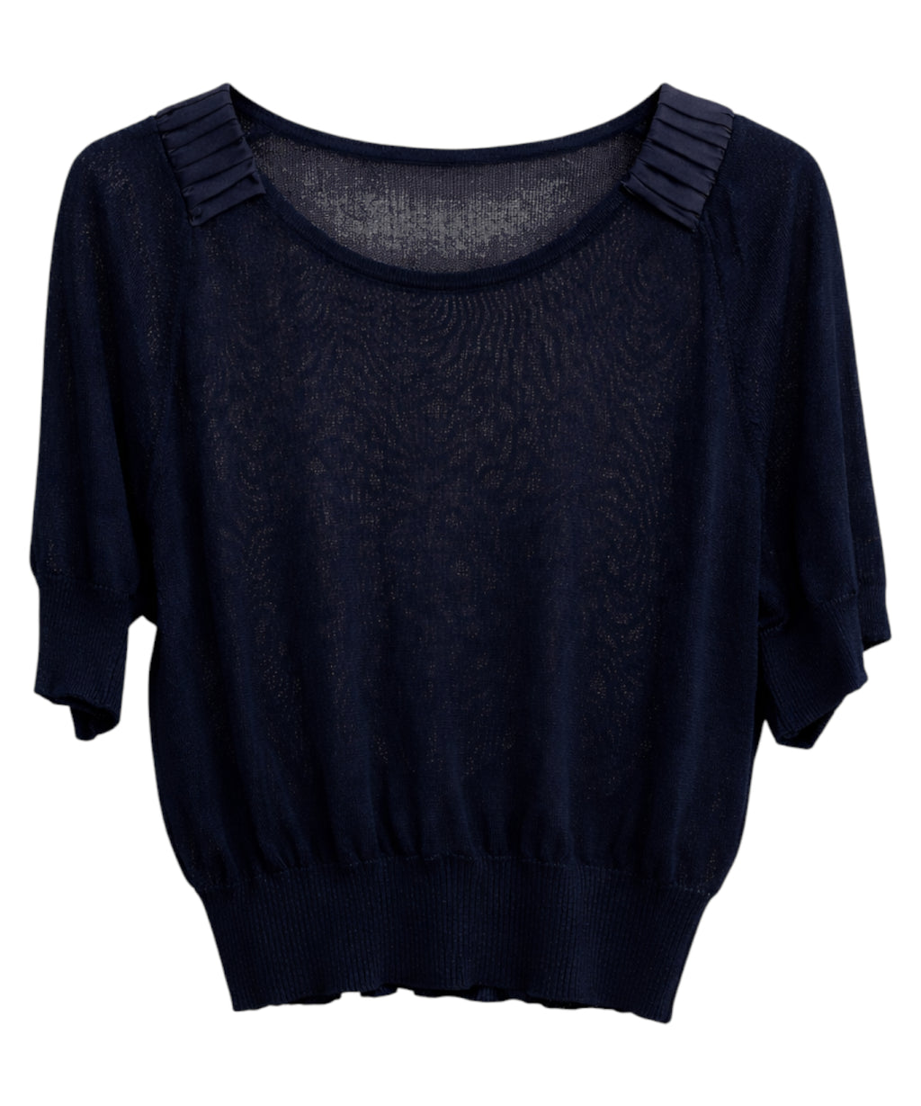 Blouse en maille avec détails plissés bleus