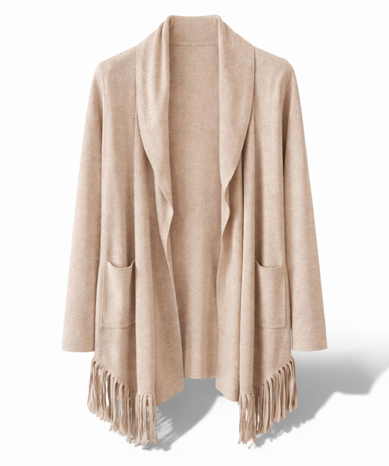 Cardigan lungo con frange Blubianco