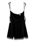 Robe Salopette Noire avec Bretelles Chaîne et Volants