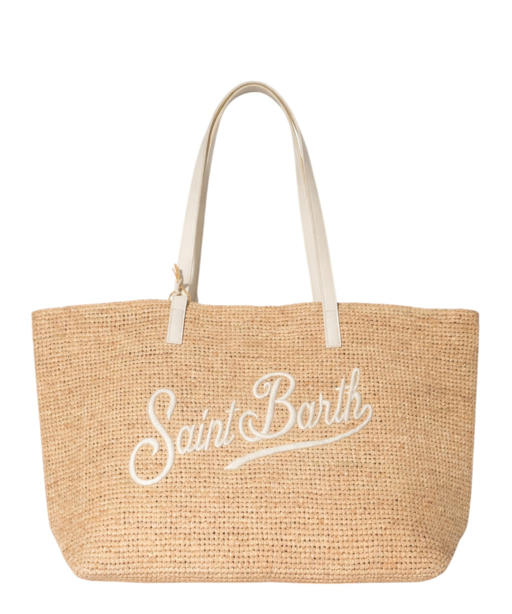 Sac femme City en raphia avec logo brodé