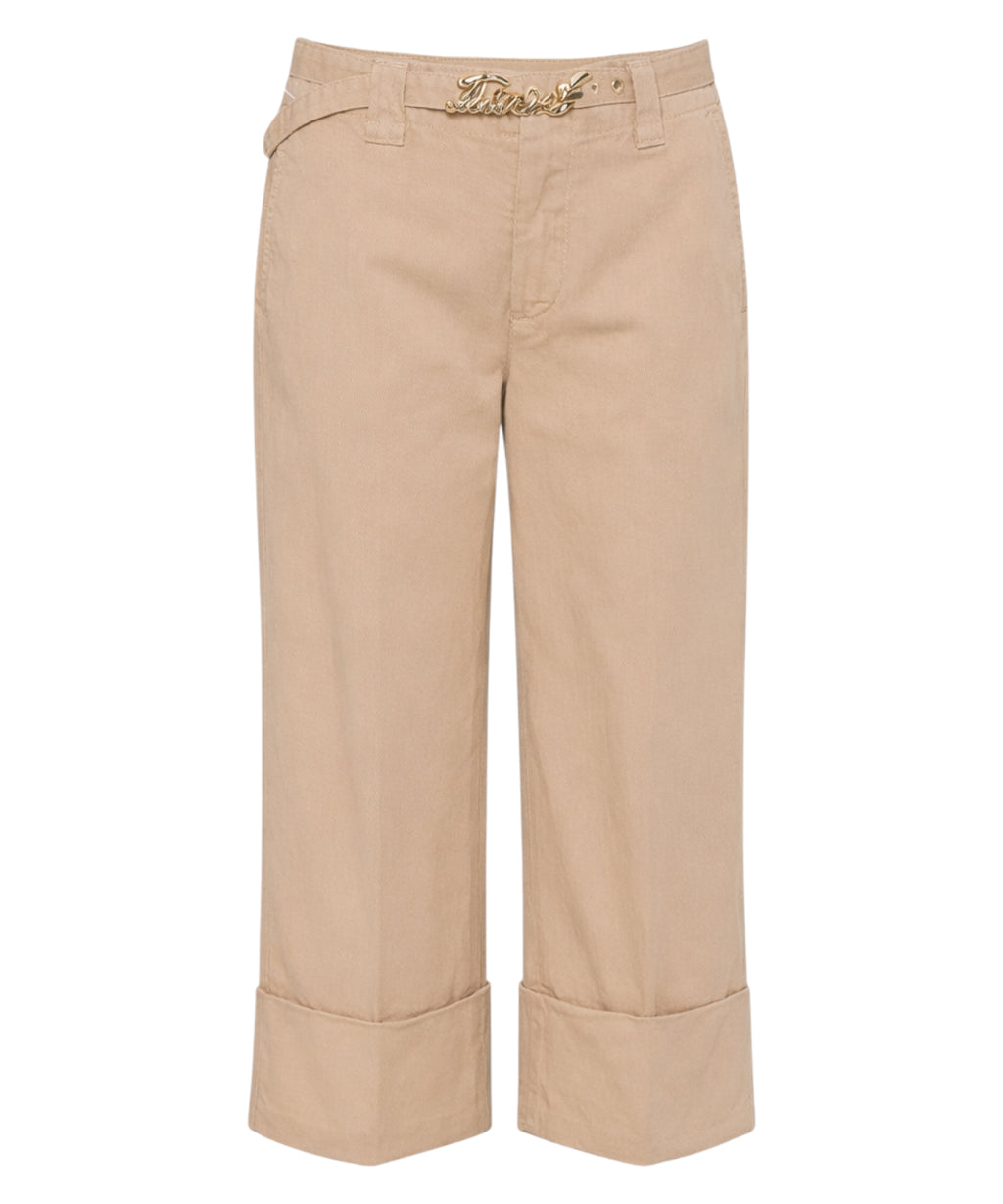 Pantalon Twinset en ramie avec ceinture logo