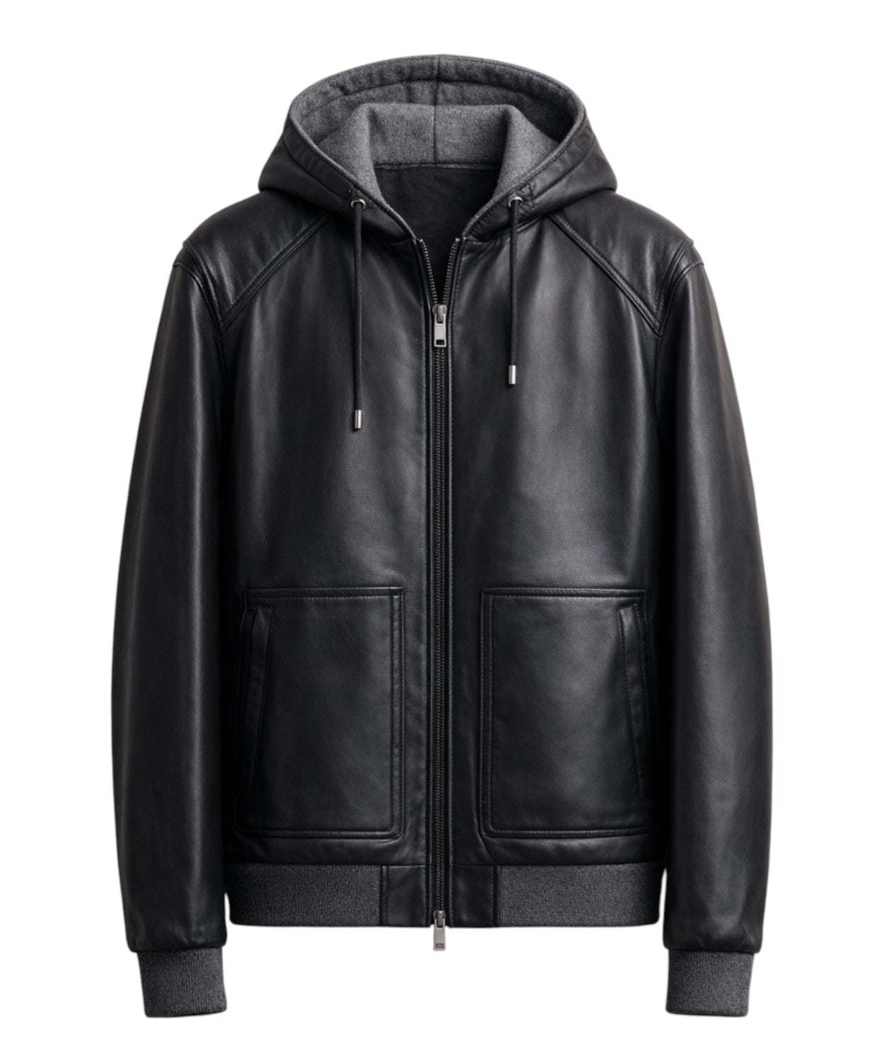 Giubbotto in Pelle Uomo Gallotti con Cappuccio e Zip