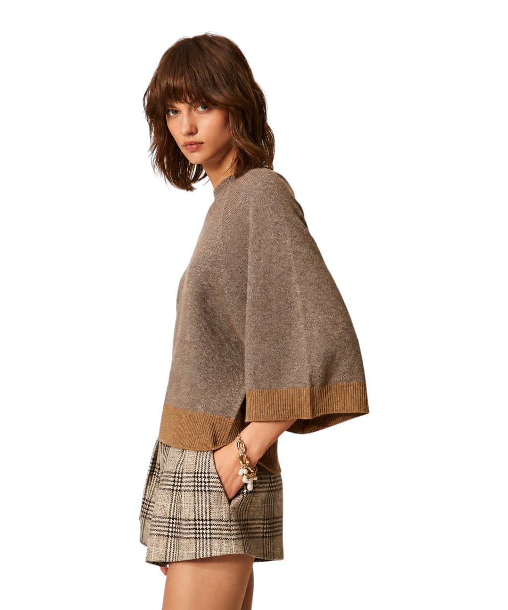 Maglia Cropped in Lana e Cashmere con Lurex