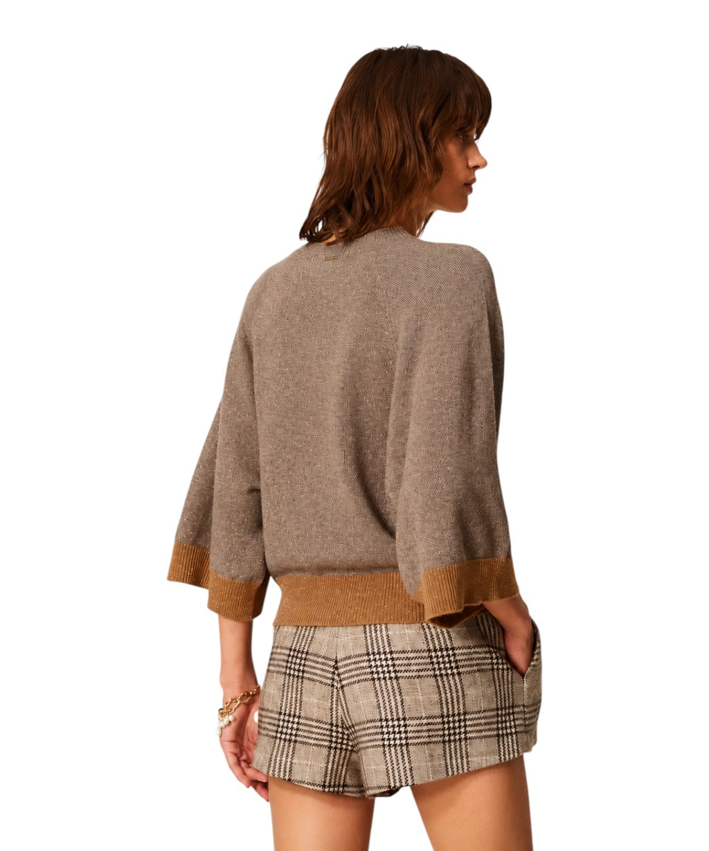 Maglia Cropped in Lana e Cashmere con Lurex
