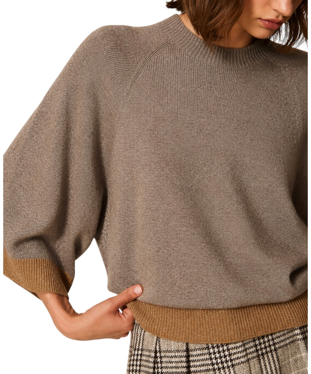 Maglia Cropped in Lana e Cashmere con Lurex