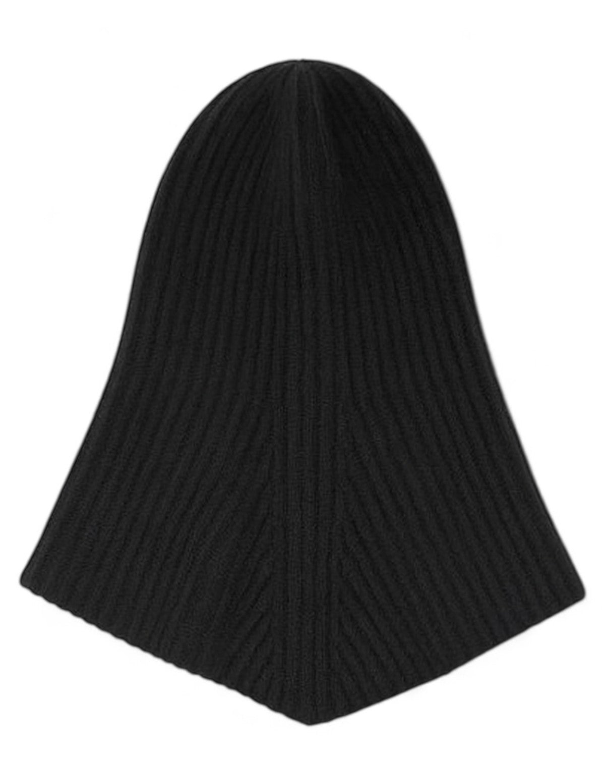 Retro della balaclava Pinko in misto cashmere nera, stile avvolgente con finitura a costine. Cappello invernale donna categoria cappelli.