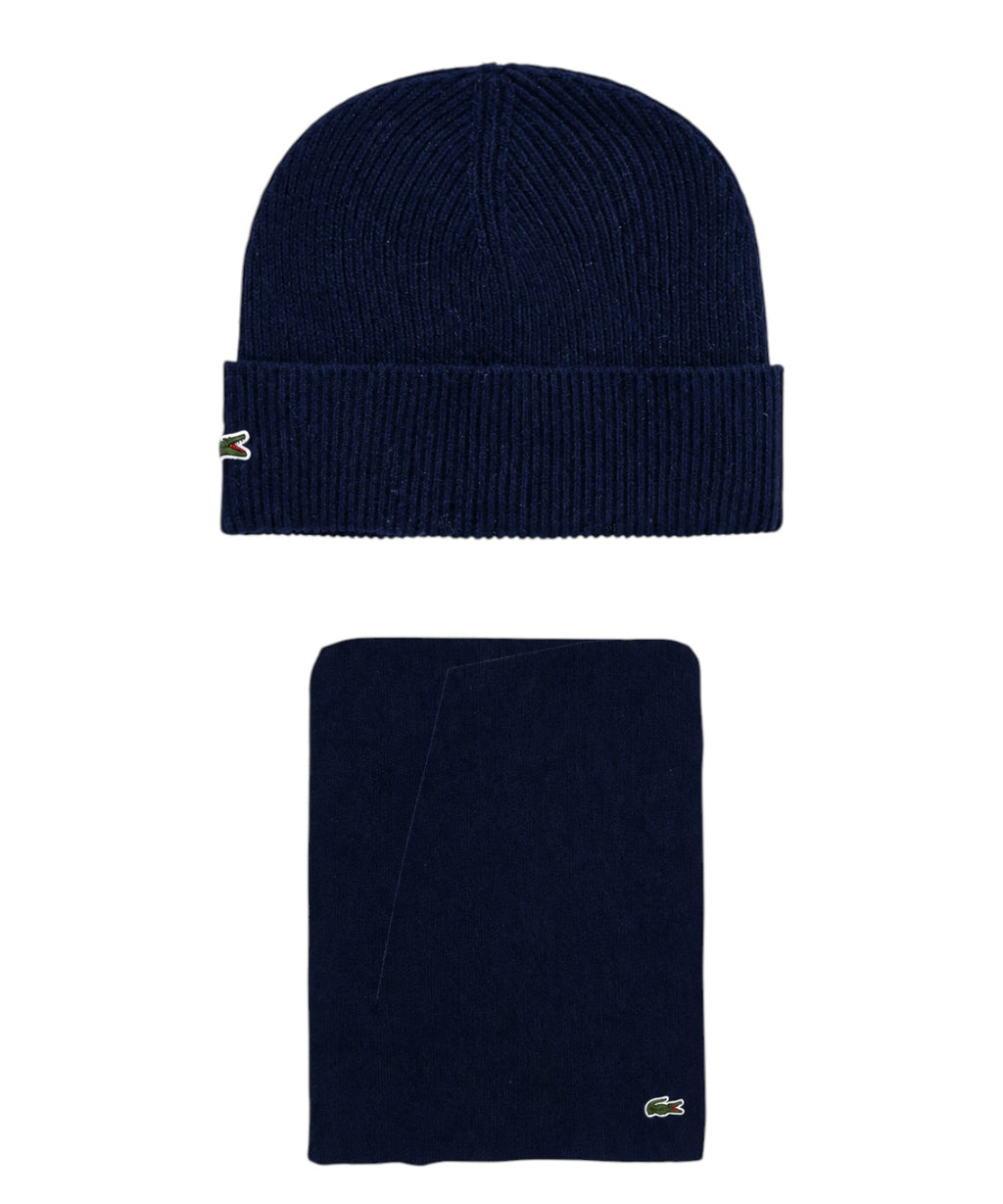 Ensemble bonnet et écharpe Lacoste en laine unie