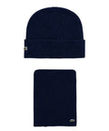 Ensemble bonnet et écharpe Lacoste en laine unie