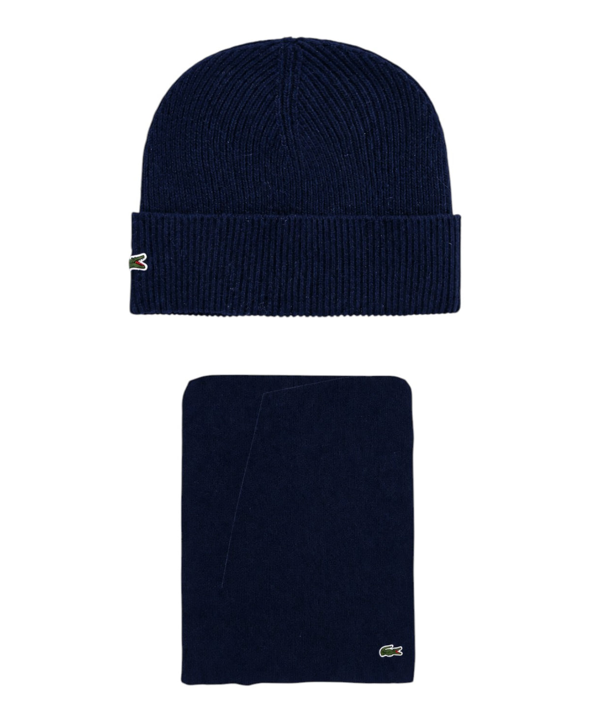 Ensemble bonnet et écharpe Lacoste en laine unie