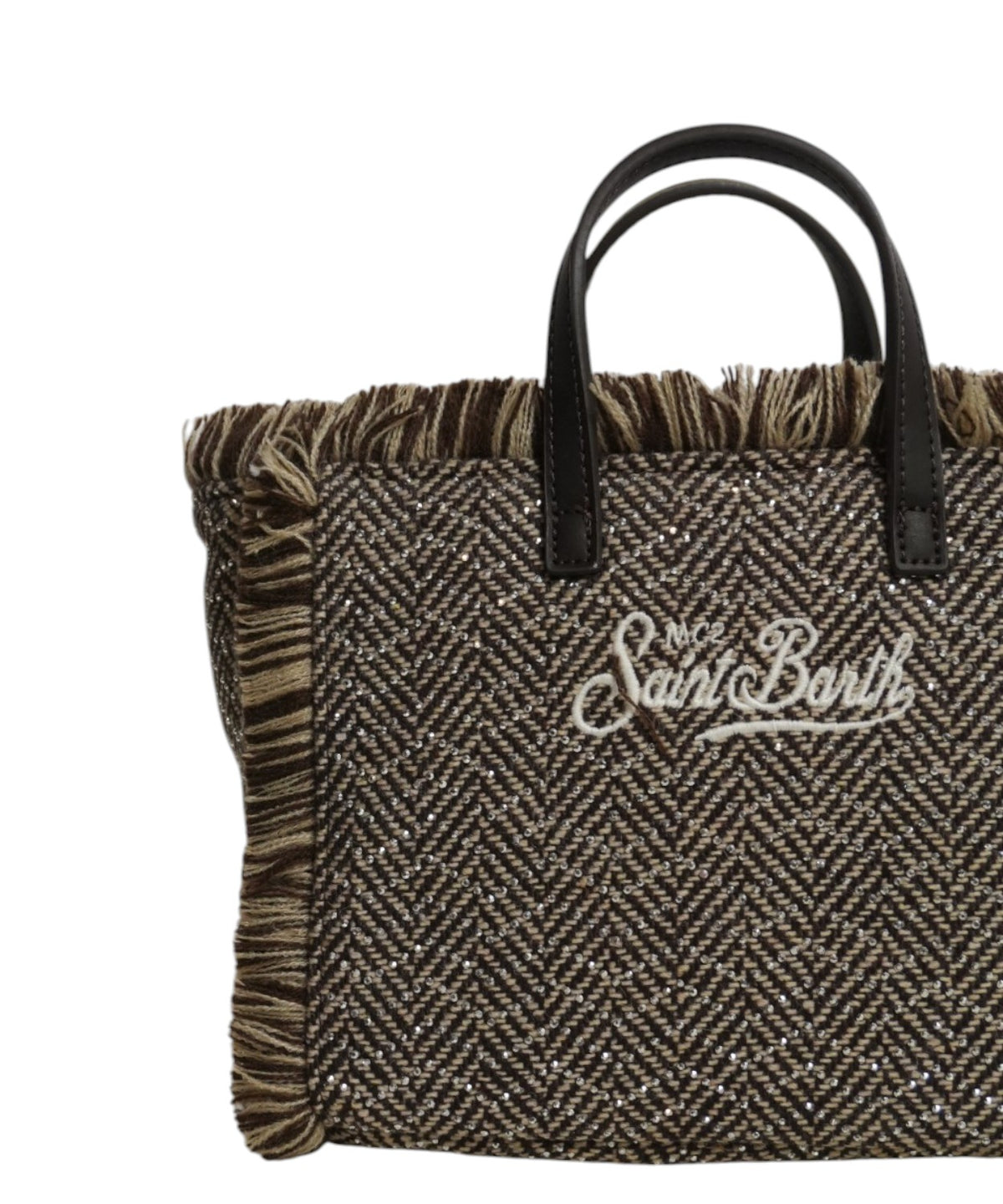 Mini sac Vanity en laine chevron avec strass