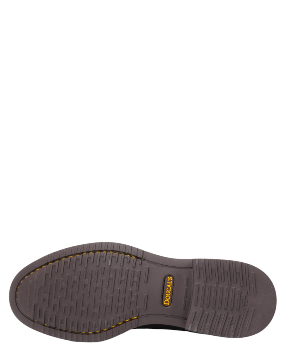 Suola in gomma della Stringata Derby Pelle Doucal’s Eleganza Italiana, con logo Doucal’s e battistrada antiscivolo. Calzatura formale e casual chic.