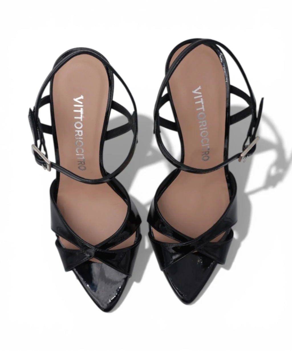Sandales noires femme à talon 90 et bride cheville
