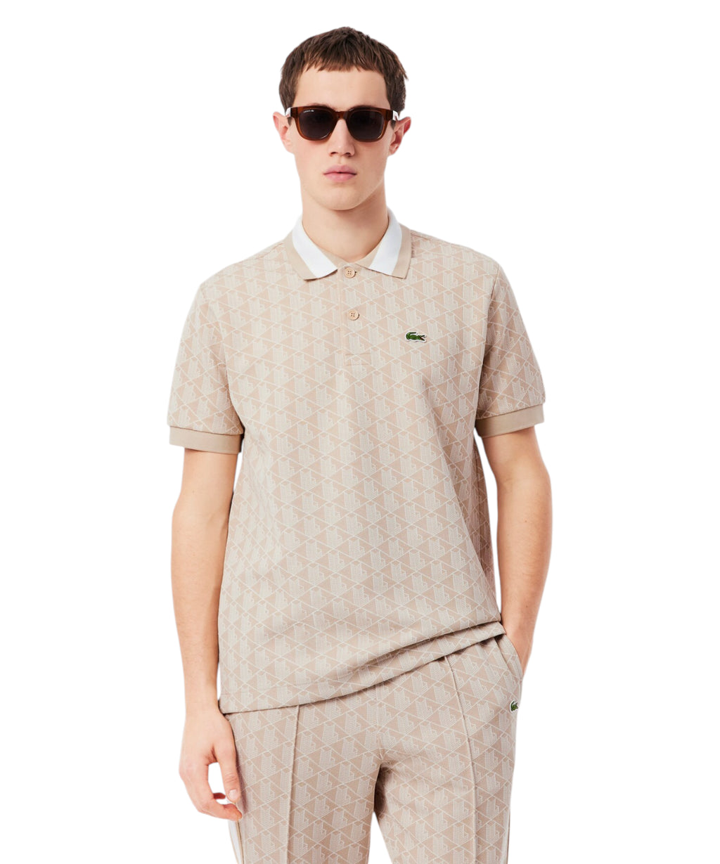 Polo homme jacquard Lacoste avec monogramme