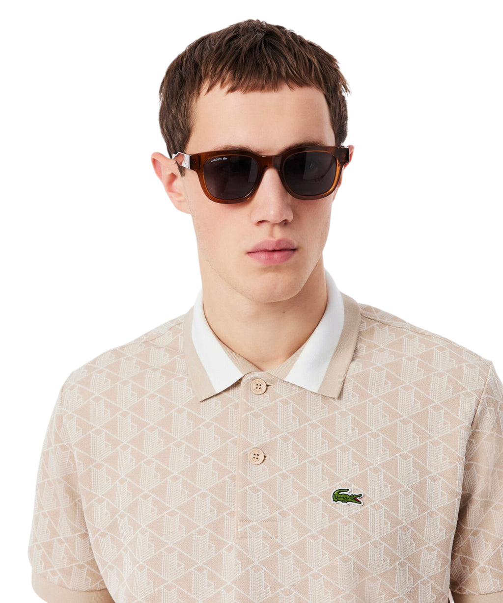 Polo homme jacquard Lacoste avec monogramme