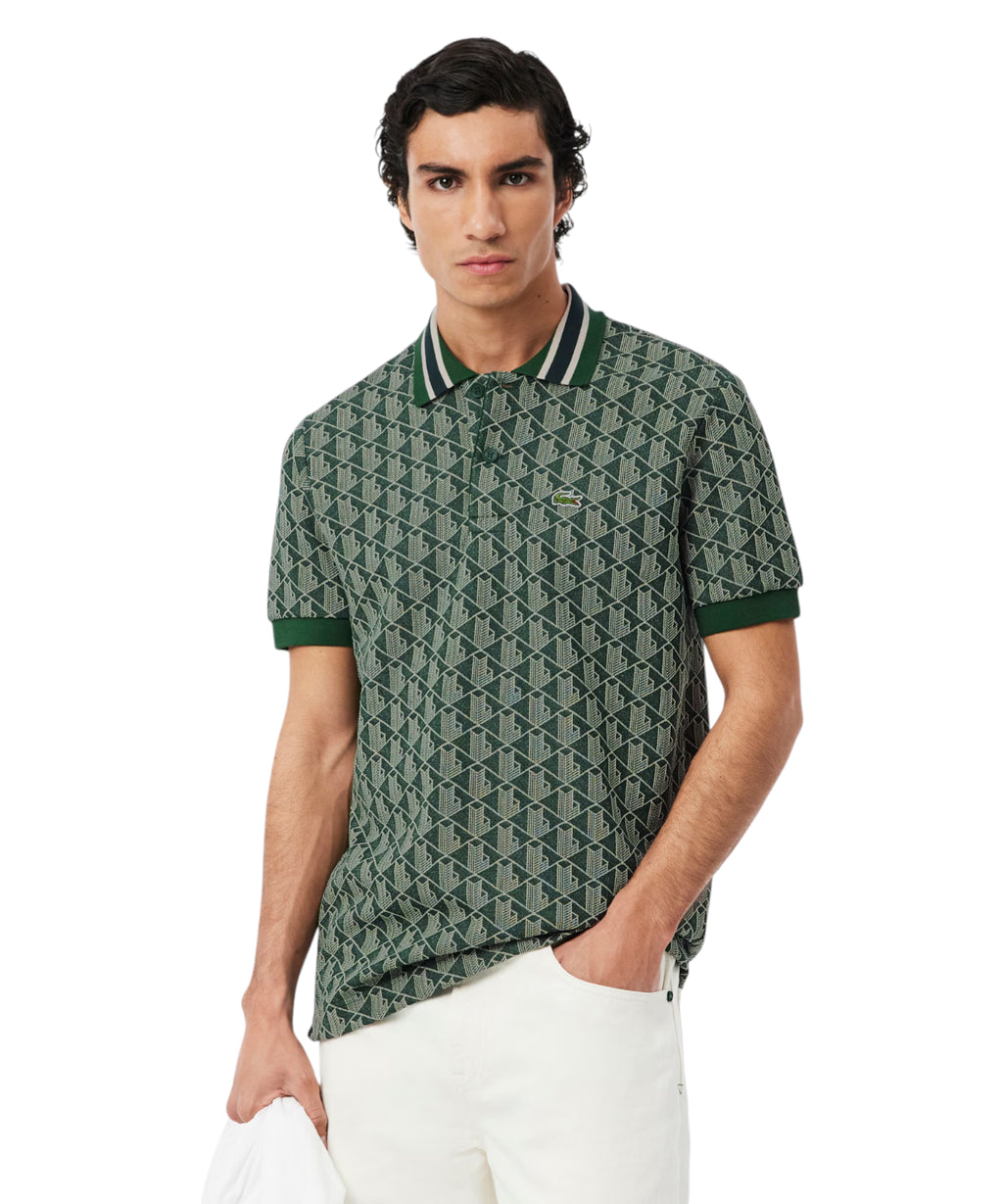 Polo homme jacquard Lacoste avec monogramme