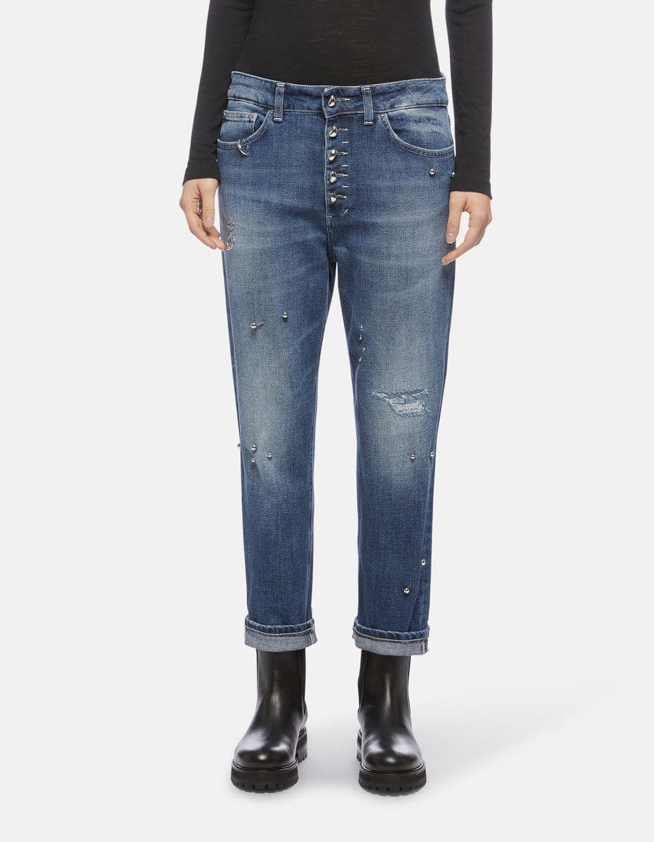 Jeans Koons con piercing-Dondup-Jeans-Vittorio Citro Boutique