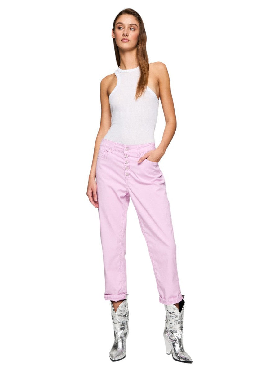 Pantaloni Crop Dritti Koons con Bottoni Cristallo-Dondup-Pantaloni-Vittorio Citro Boutique