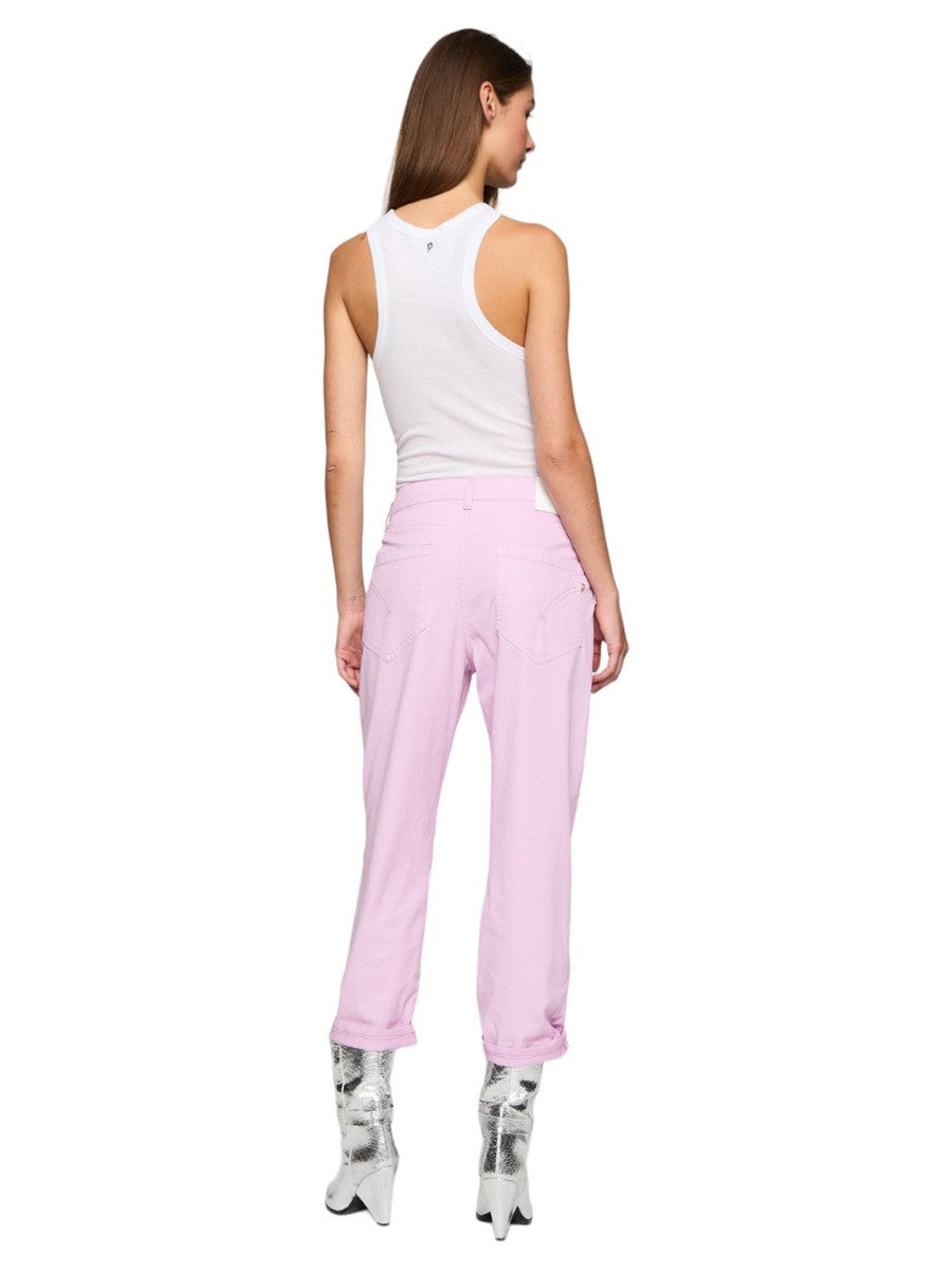 Pantaloni Crop Dritti Koons con Bottoni Cristallo-Dondup-Pantaloni-Vittorio Citro Boutique