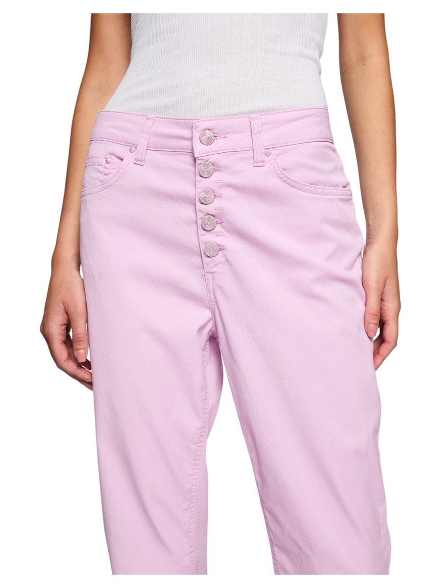 Pantaloni Crop Dritti Koons con Bottoni Cristallo-Dondup-Pantaloni-Vittorio Citro Boutique