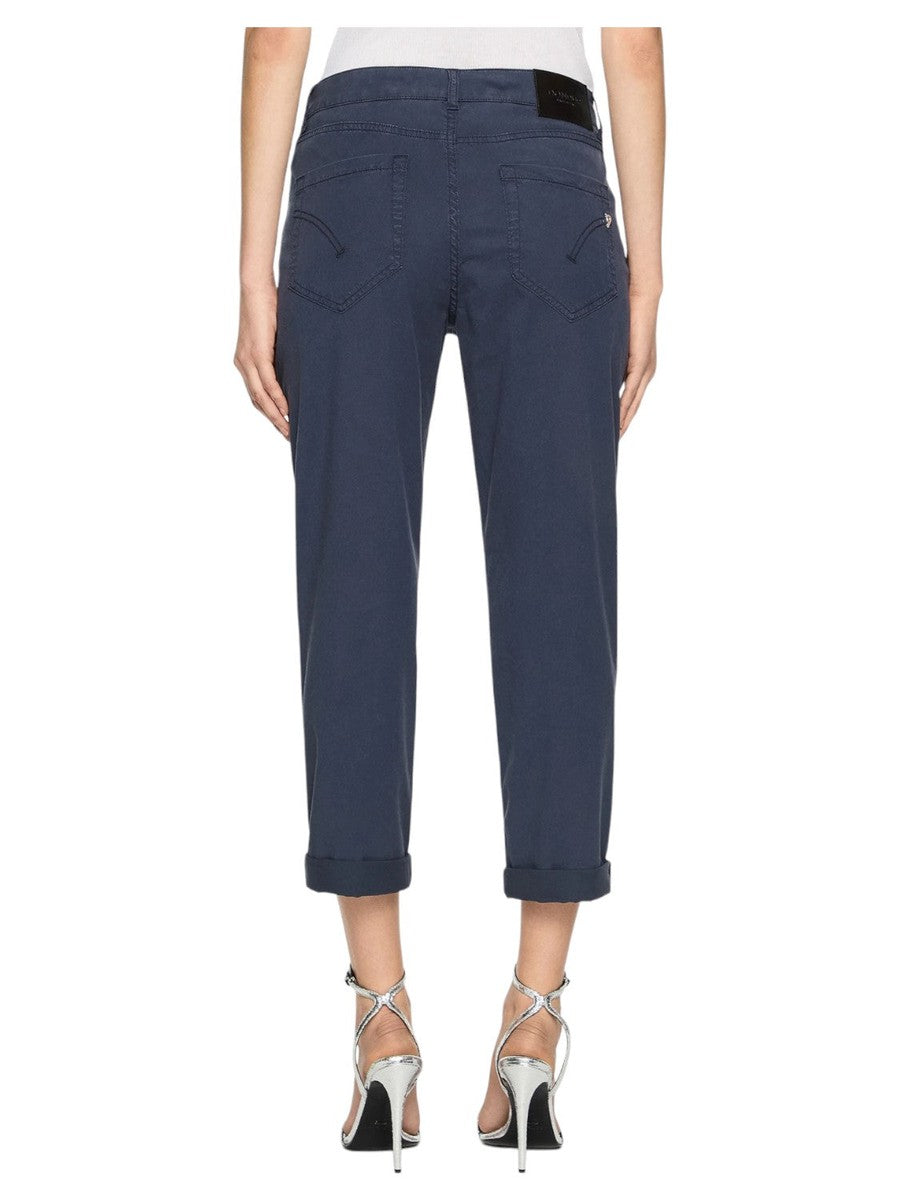 Pantaloni Crop Dritti Koons con Bottoni Cristallo-Pantaloni-Dondup-Vittorio Citro Boutique