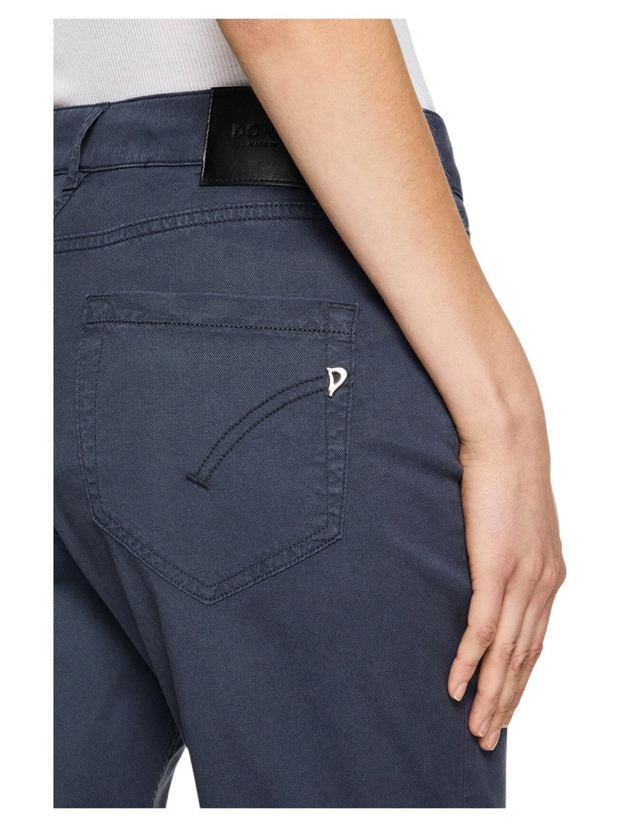 Pantaloni Crop Dritti Koons con Bottoni Cristallo-Pantaloni-Dondup-Vittorio Citro Boutique