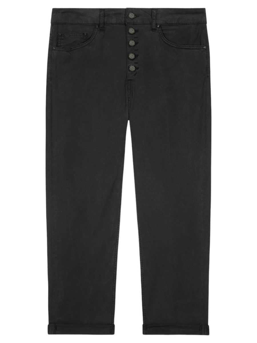 Pantaloni Crop Dritti Koons con Bottoni Cristallo-Pantaloni-Dondup-Vittorio Citro Boutique