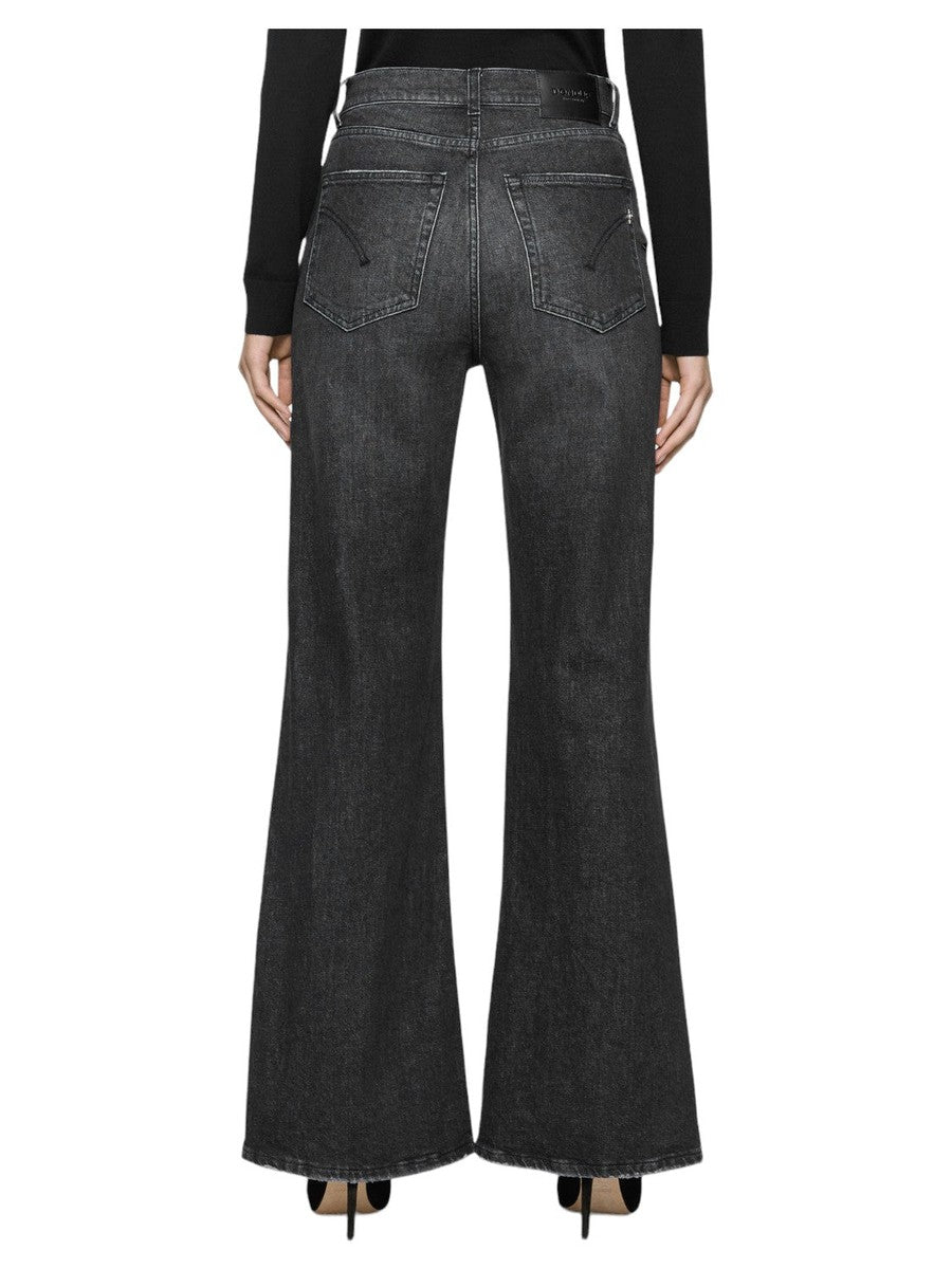 Jeans Amber grigio con bottone gioiello-Dondup-Jeans-Vittorio Citro Boutique