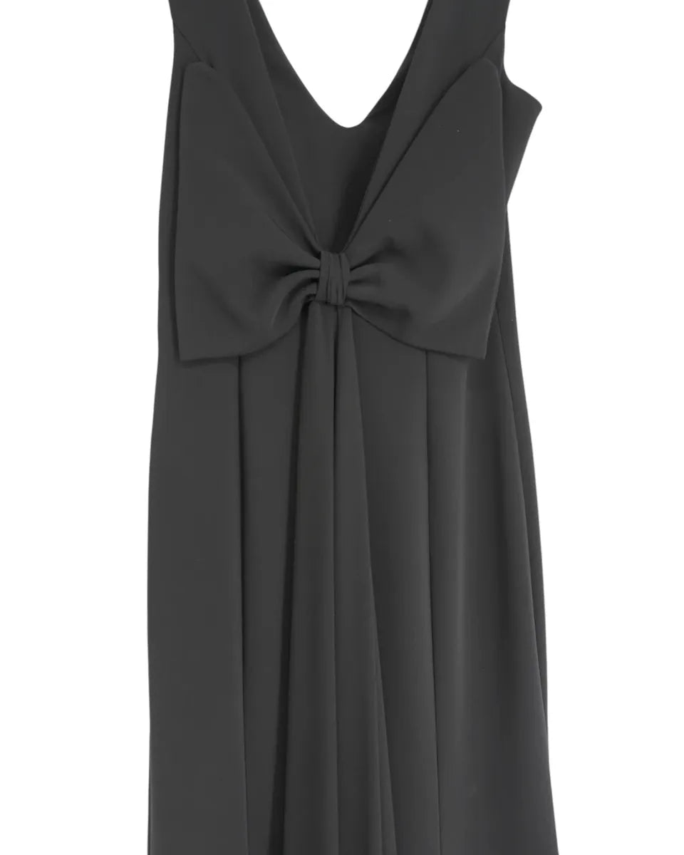 Abito Lungo Elegante Nero con Scollo a V e Fiocco Posteriore-RINASCIMENTO LUXURY-Abiti-Vittorio Citro Boutique