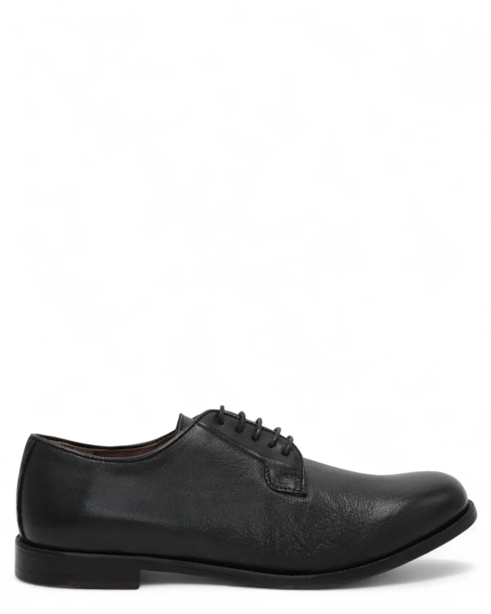 Scarpe Stringate in Pelle di Bufalo nero con Fondo in Cuoio-Nicol Sadler-Stringate-Vittorio Citro Boutique