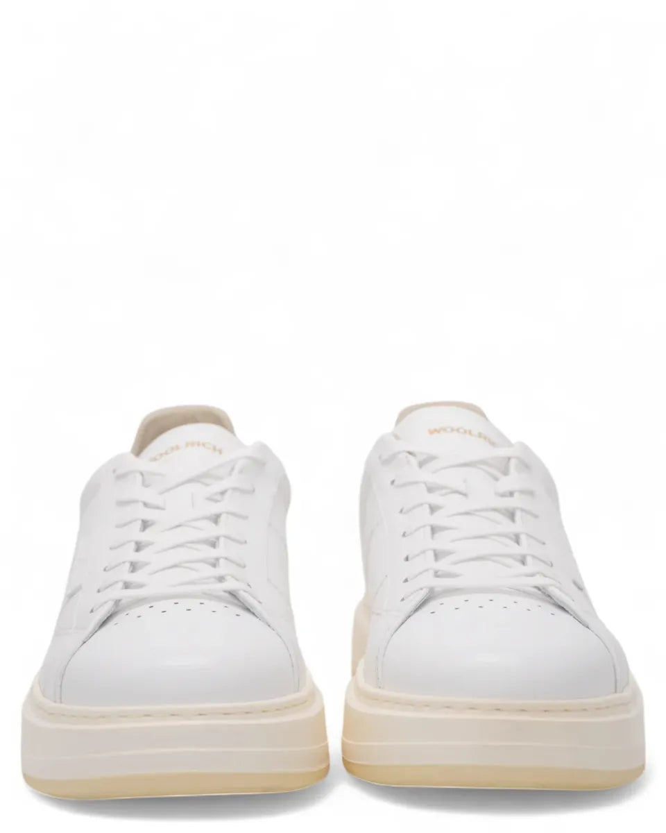 Sneakers Woolrich Arrow in Pelle Abrasivata Bianca-Woolrich-Sneakers-Vittorio Citro Boutique