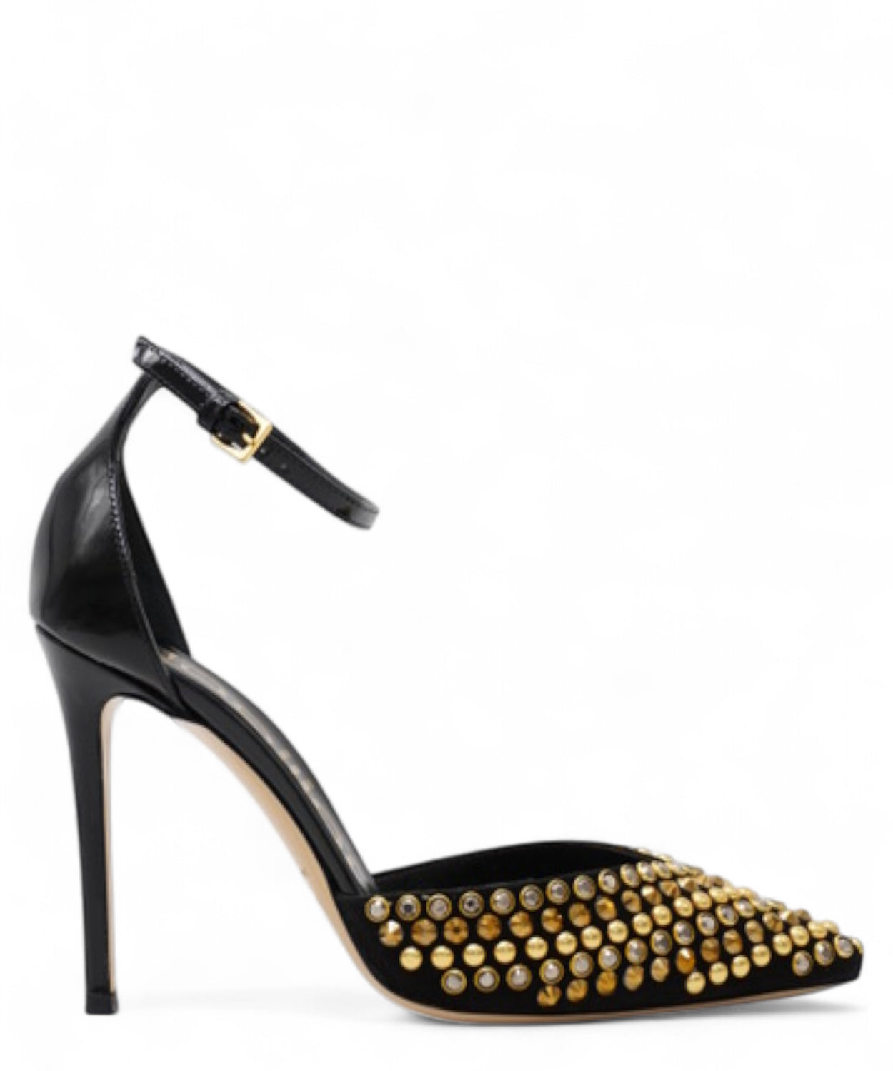 Décolleté Avril Suede Nero Borchie Oro-NINALILOU-Décolleté-Vittorio Citro Boutique