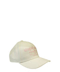 Cappellino Palm Angels bianco panna con ricamo rosa