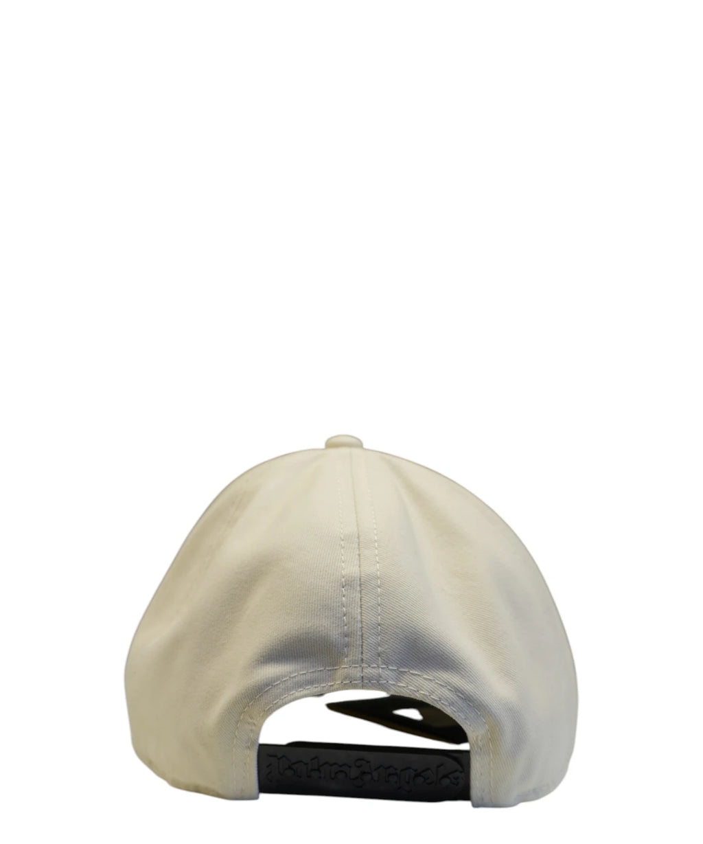 Casquette Palm Angels blanc crème avec broderie rose