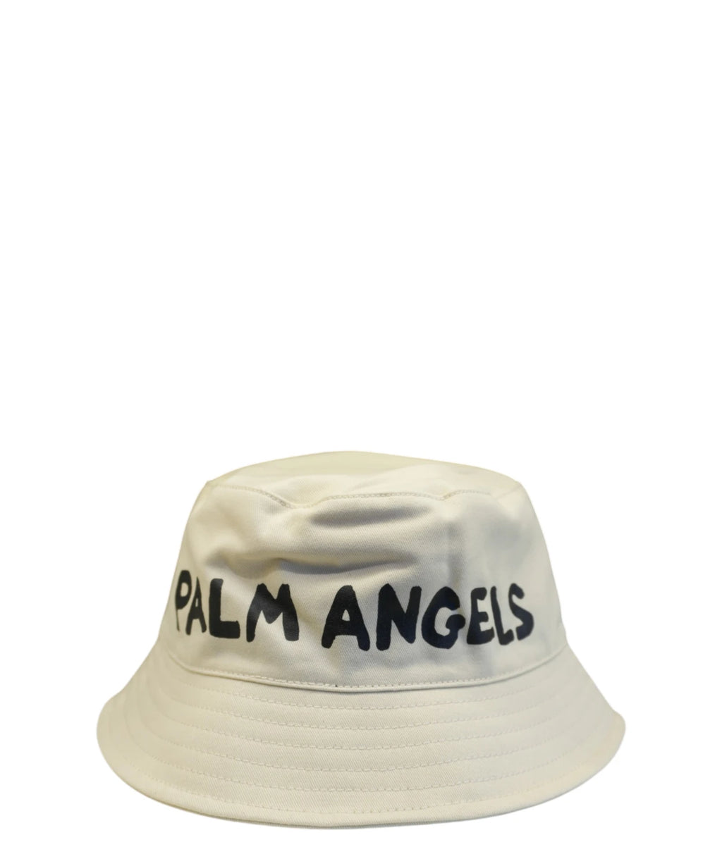 Chapeau Bob Palm Angels Blanc avec Logo Noir