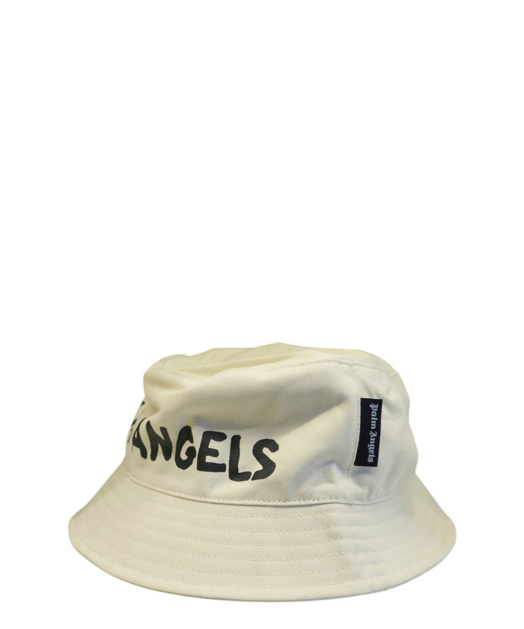 Chapeau Bob Palm Angels Blanc avec Logo Noir