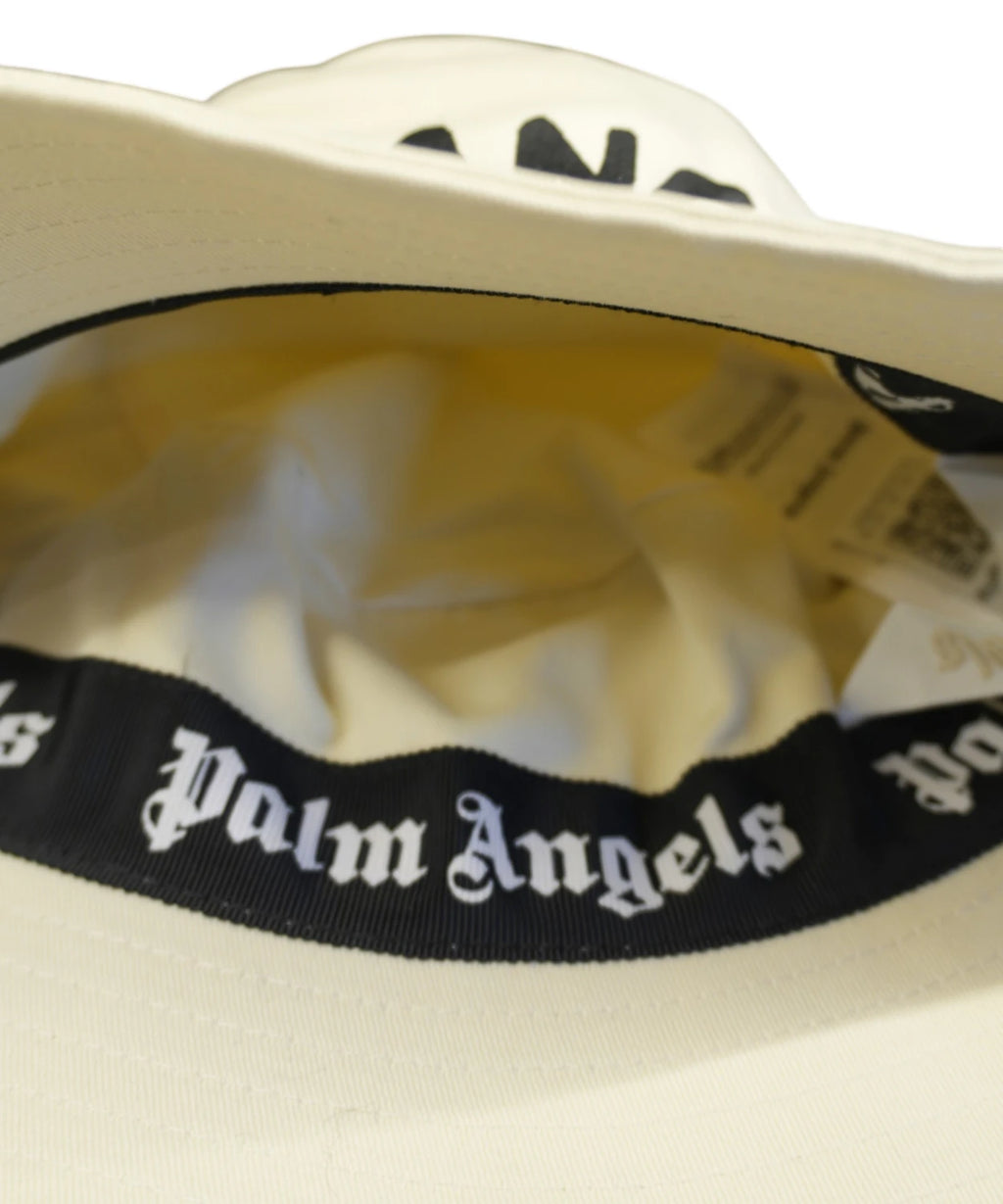 Chapeau Bob Palm Angels Blanc avec Logo Noir