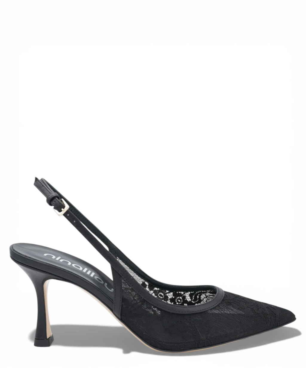 Escarpin Slingback Ninalilou Amy 757C en Nappa Nera