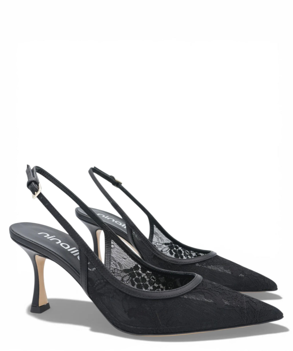 Escarpin Slingback Ninalilou Amy 757C en Nappa Nera