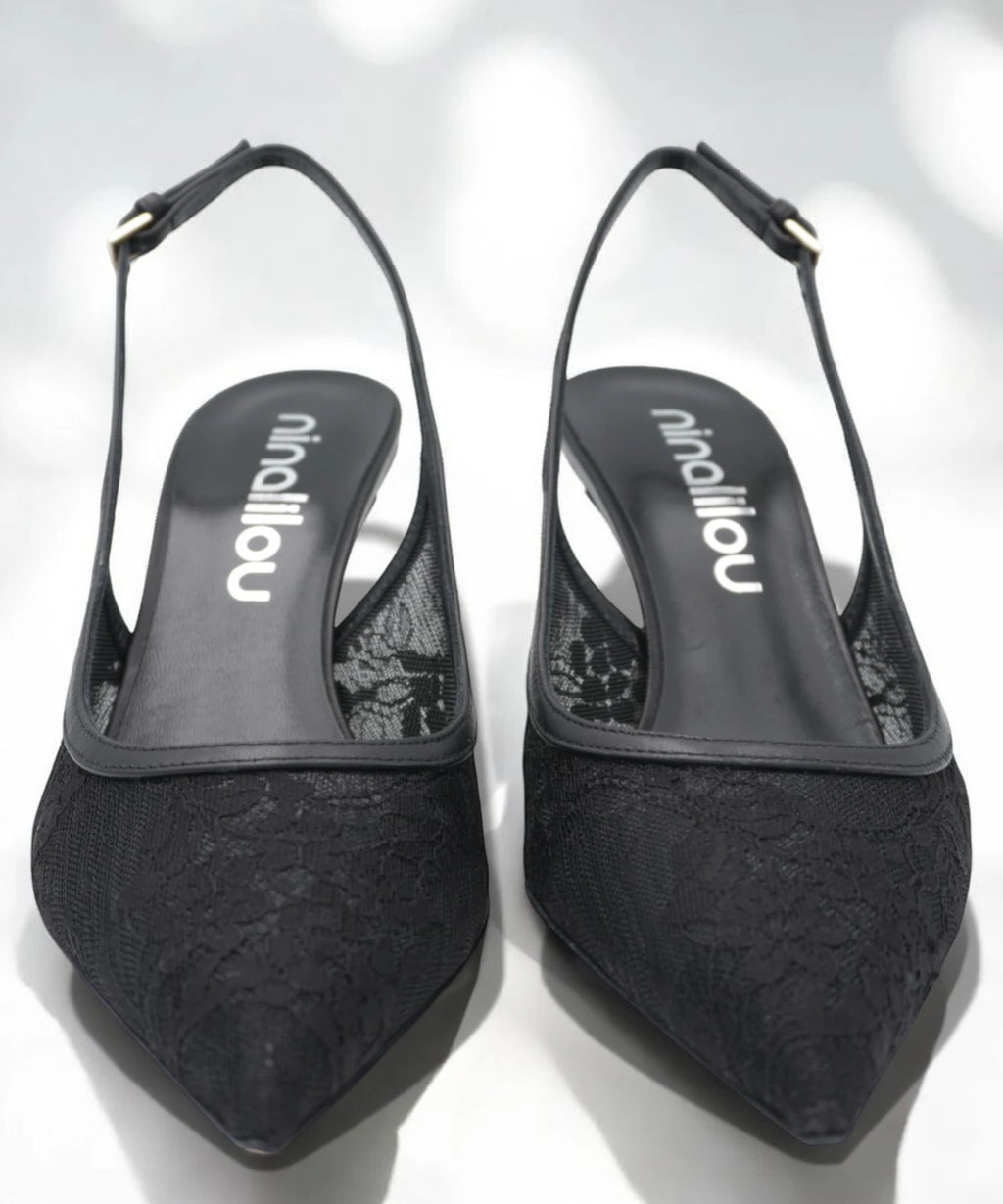 Escarpin Slingback Ninalilou Amy 757C en Nappa Nera