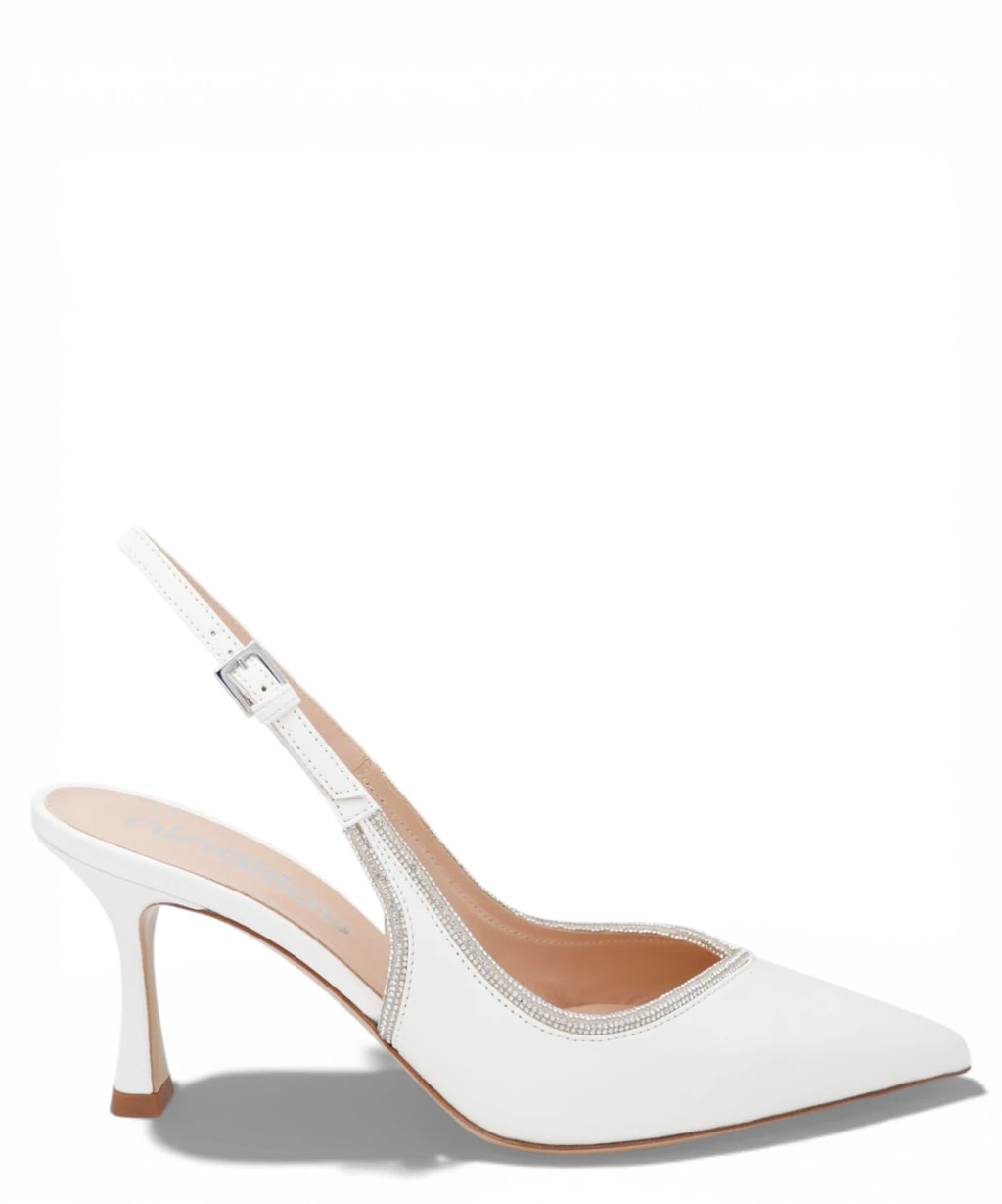Slingback ivoire avec strass - Chaussures de cérémonie élégantes