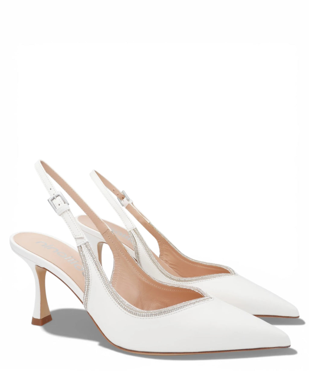 Slingback ivoire avec strass - Chaussures de cérémonie élégantes