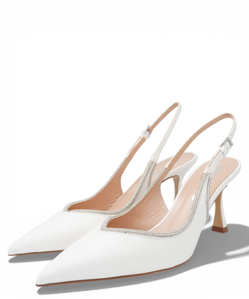 Slingback ivoire avec strass - Chaussures de cérémonie élégantes